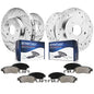 Detroit Axle - Brake Kit for 03-06 Acura MDX, Front and Rear Drilled & Slotted Disc Brake Rotors Ceramic Brake Pads 2003 2004 20