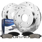 Detroit Axle - 2.0L Rear Brake Kit for 2004-2005 Mazda 3, Drilled and Slotted Disc Brake Rotors Ceramic Brake Pads w/Clip Replac